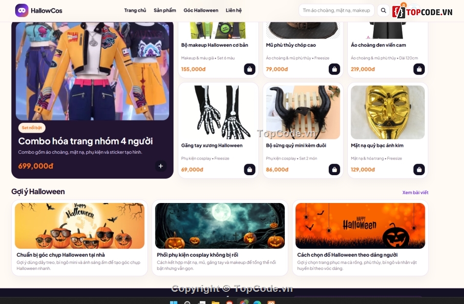 Halloween,đồ án website,bán web